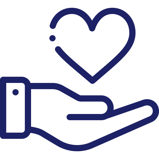 Heart in hand icon